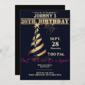 Modern Zwart Goud Verrassing Dertig Kaart (Voorkant / Achterkant)