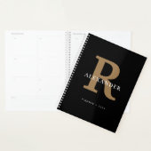 Modern Zwart Goud Vet Monogram Typografie Eenvoudi Planner (Display)