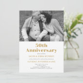 Modern zwart goud vijftigste Jubileum foto Kaart (Staand voorkant)