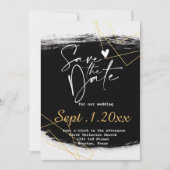 Modern Zwart & Goud Waterverf Geo bewaar de datum Kaart (Voorkant)