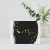 Modern Zwart & Goud Waterverf GeometricDank u Briefkaart (Staand voorkant)