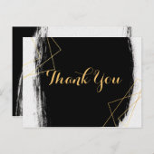 Modern Zwart & Goud Waterverf GeometricDank u Briefkaart (Voorkant / Achterkant)