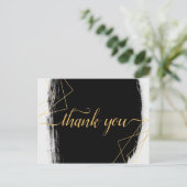 Modern Zwart & Goud Waterverf GeometricDank u Briefkaart (Staand voorkant)