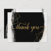 Modern Zwart & Goud Waterverf GeometricDank u Briefkaart (Voorkant / Achterkant)