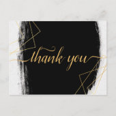 Modern Zwart & Goud Waterverf GeometricDank u Briefkaart (Voorkant)