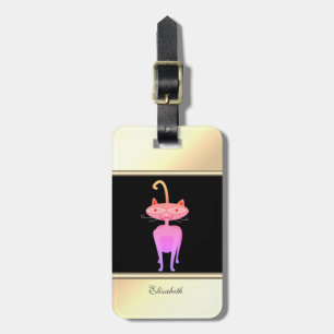 Modern zwart, goud, whimsical-op-maat bagagelabel