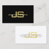 Modern Zwart Goud Wit Stijlvol Monogram Trendy Visitekaartje (Voorkant / Achterkant)