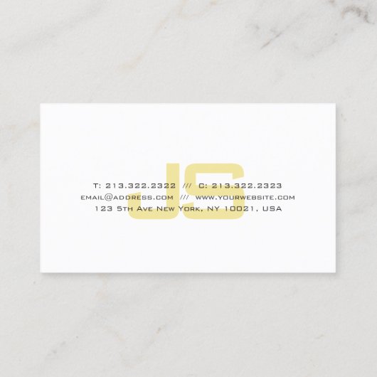 Modern Zwart Goud Wit Stijlvol Monogram Trendy Visitekaartje (Achterkant)