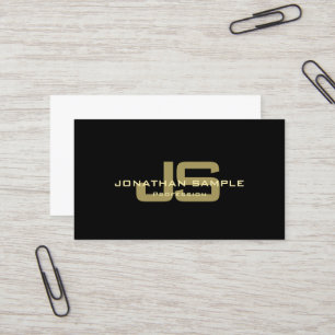 Modern Zwart Goud Wit Stijlvol Monogram Trendy Visitekaartje