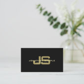 Modern Zwart Goud Wit Stijlvol Monogram Trendy Visitekaartje (Staand voorkant)