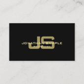 Modern Zwart Goud Wit Stijlvol Monogram Trendy Visitekaartje (Voorkant)