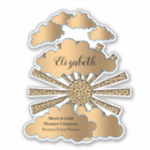 Modern Zwart Goud Zon Business Personaliseren Sticker (Voorkant)