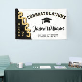 Modern Zwart Gouden Afstuderen Klasse van 2025 Par Spandoek (Beurs)