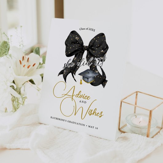 Modern Zwart Gouden Boog Afstuderen Advies & Wense Reclamebord Met Voetstuk