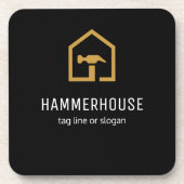 Modern Zwart & Gouden Bouw Bier Onderzetter (Voorkant)