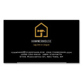 Modern Zwart & Gouden Bouw Magnetisch Visitekaartje (Voorkant)