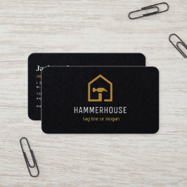 Modern Zwart & Gouden Bouw Visitekaartje