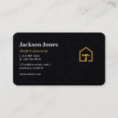 Modern Zwart & Gouden Bouw Visitekaartje (Achterkant)