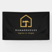 Modern zwart & gouden bouwbedrijf spandoek (Horizontaal)