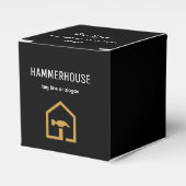 Modern zwart & gouden bouwgebouw bedankdoosjes (Voorkant Zijde)