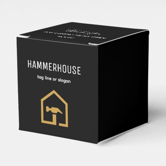 Modern zwart & gouden bouwgebouw bedankdoosjes (Voorkant Zijde)