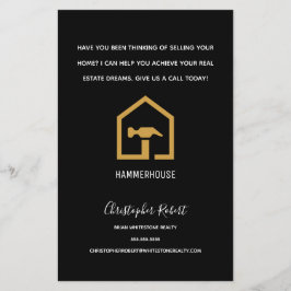 Modern zwart & gouden bouwgebouw flyer