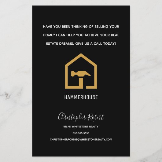 Modern zwart & gouden bouwgebouw flyer (Voorkant)