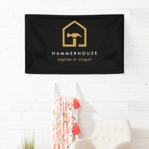 Modern zwart & gouden bouwgebouw spandoek