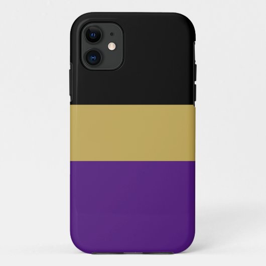 Modern Zwart Gouden Bruin Royal Paarse Strepen Case-Mate iPhone Case (Achterkant)