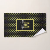 Modern zwart-gouden cirkelpatroon monogram bad handdoek (Handdoek)