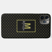 Modern zwart-gouden cirkelpatroon monogram Case-Mate iPhone case (Achterkant (horizontaal))