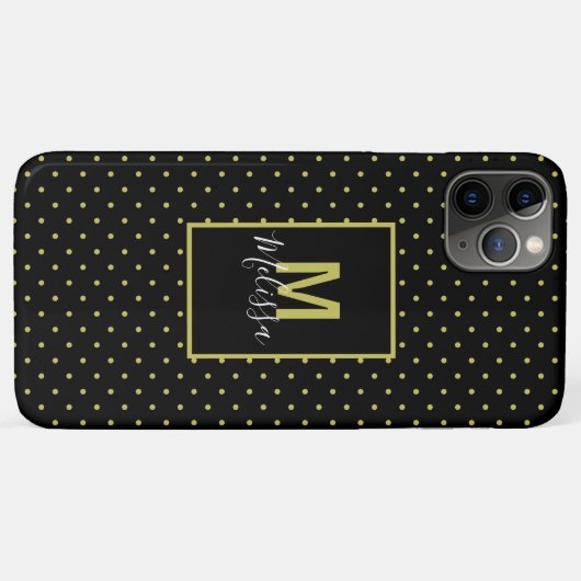 Modern zwart-gouden cirkelpatroon monogram Case-Mate iPhone case (Achterkant (horizontaal))