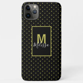 Modern zwart-gouden cirkelpatroon monogram Case-Mate iPhone case (Achterkant)