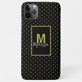 Modern zwart-gouden cirkelpatroon monogram Case-Mate iPhone case