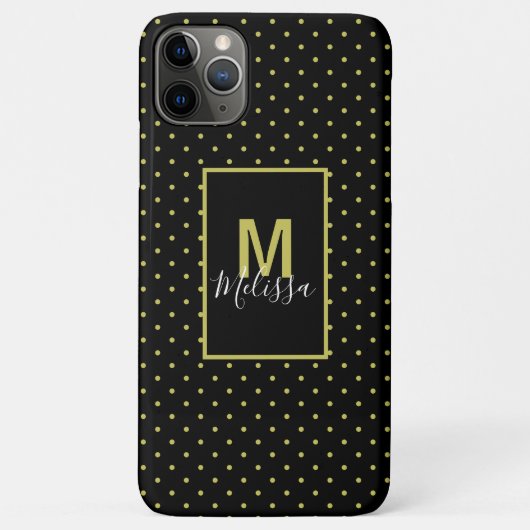 Modern zwart-gouden cirkelpatroon monogram Case-Mate iPhone case (Achterkant)