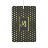 Modern zwart-gouden cirkelpatroon monogram luchtverfrisser (Voorkant)