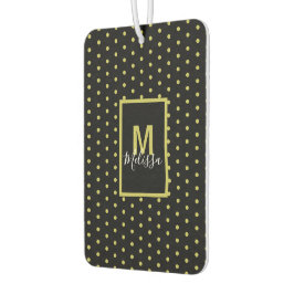 Modern zwart-gouden cirkelpatroon monogram luchtverfrisser