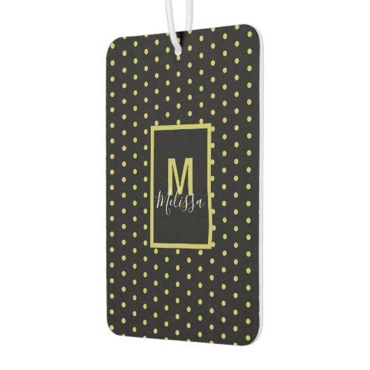 Modern zwart-gouden cirkelpatroon monogram luchtverfrisser (Links)