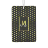 Modern zwart-gouden cirkelpatroon monogram luchtverfrisser (Achterkant)