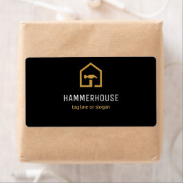 Modern zwart & gouden constructie retouradres etiket