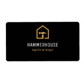 Modern zwart & gouden constructie retouradres etiket (Voorkant)