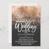 Modern Zwart Gouden Folie Confetti Ombre Wedding Kaart (Voorkant)