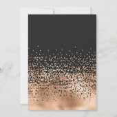 Modern Zwart Gouden Folie Confetti Ombre Wedding Kaart (Achterkant)