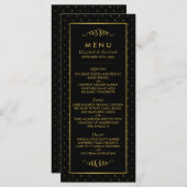 Modern Zwart & Gouden Folie Effect Bruiloft Menu (Voorkant / Achterkant)