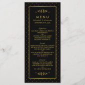 Modern Zwart & Gouden Folie Effect Bruiloft Menu (Voorkant)