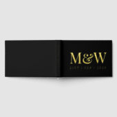 Modern Zwart Gouden Folie Monogram Initialen bruil Gastenboek (Volledig)