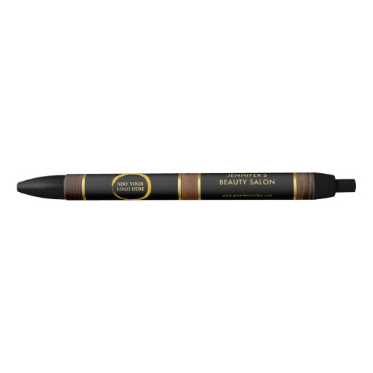Modern zwart gouden houtpatroon professionele logo zwarte inkt pen (Voorkant)