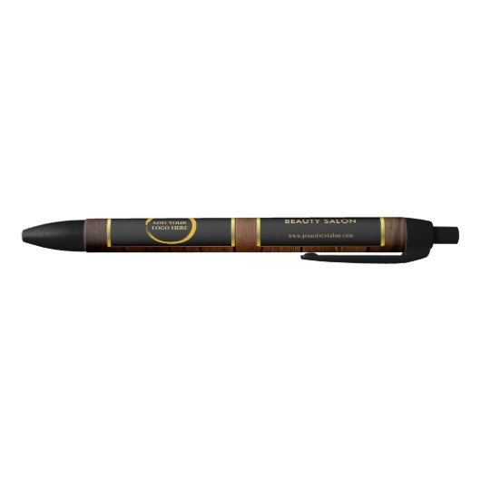 Modern zwart gouden houtpatroon professionele logo zwarte inkt pen (Bodem)