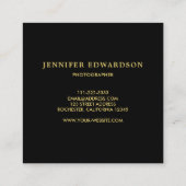 Modern zwart gouden houtpatroon voeg je logo toe vierkante visitekaartje (Achterkant)