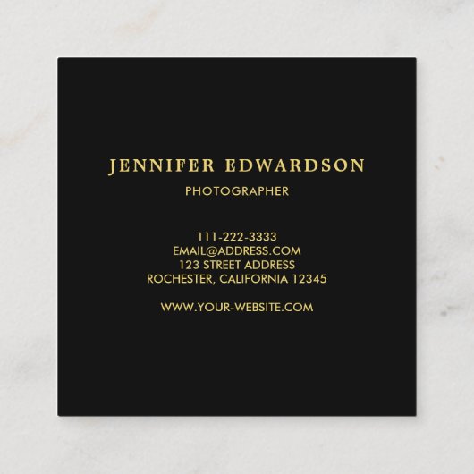 Modern zwart gouden houtpatroon voeg je logo toe vierkante visitekaartje (Achterkant)